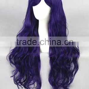 High Quality 80cm Long Curly Dark Purple Synthetic Anime Lolita Wig thumbnail-3