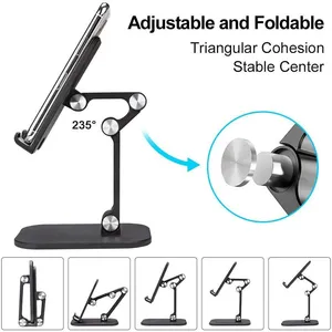 Universal Foldable Desktop Desk Stand Holder Mount for Cell Phone and Tablet Pad thumbnail-3