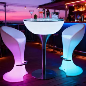 Ice Bucket Table Light Double Bar Chair Nightclub KTV Party End Table Modern Colorful Plastic Commercial Furniture Led Light thumbnail-4