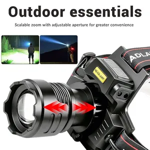Wholesale Dual Color White Laser Headlamp With Battery Backpack Rear Warning Light Motion Sensor Power Bank Rechargeable Outdoor Head Torch thumbnail-5