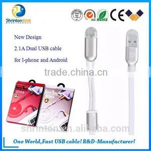 Colorful 2 in 1 Remax Usb Data Cable 2 in 1 Multi Charger Cable With High Quality thumbnail-1