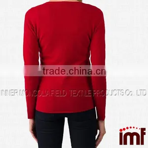 Cashmere Women's 100% Cashmere Long Sleeve Pullover V Neck Sweater thumbnail-2