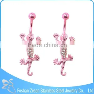 China Manufacturer Pink Female Navel White Rhinestone Lizard Piercing Body Jewelry thumbnail-1