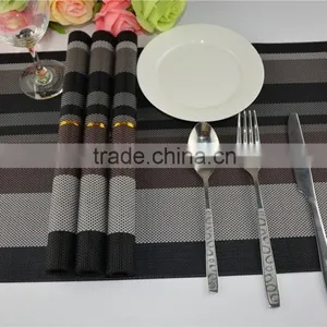 High Quality Dark Color Black With Brown PVC Strip Placemat Table Mat Home Decoration thumbnail-3