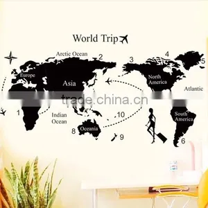 ALFOREVER Small Size Pvc Black World Trip Sticker,pvc World Trip Decals thumbnail-1