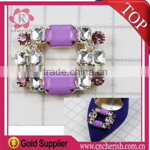 Hot Sale Rhinestones/acrylic/glass Moveable Shoes Clips Square Shape for Lady thumbnail-1