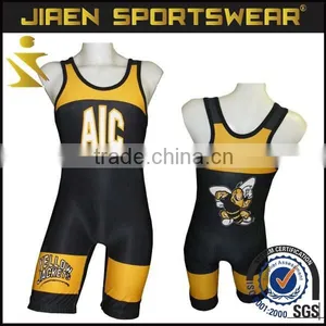 Pro Custom Made High Cut Sublimation Csutom Cheap Wrestling Singlet thumbnail-1