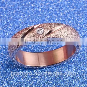 Hot Sale Jewelry Matte Texture 18k Rose Gold Plated Stainless Steel Single Stone Ring Designs thumbnail-6