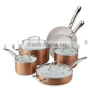 High Quality Copper Triply Aluminum Non-stick Pressed Cookware Set Fry Pan Saucepan Milk Stock Cooking Pasta Noodle Pot Set thumbnail-2