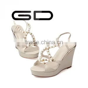 GDSHOE Korean Girls Nude Wedge Beach Beaded Sandals Shoes thumbnail-3