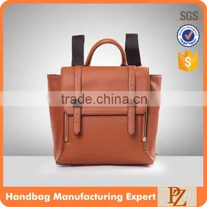 M22 European High Quality Coffee Color Teens PU School Satchel Bag With Cotton Webbing Straps thumbnail-1