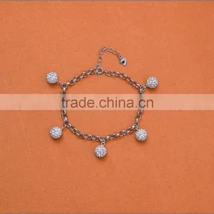 Crystal Ball Sterling Beads 925 Sterling Silver Bracelet in Stock thumbnail-2