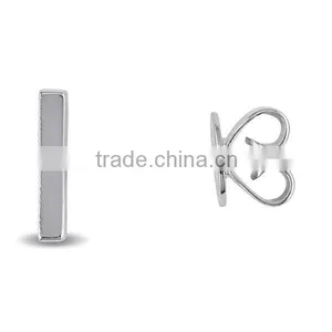 Hot Sale White Gold White Diamond Accent Bar Earrings Wholesale thumbnail-2