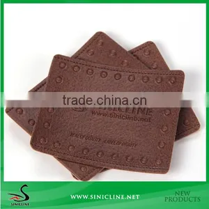 Sinicline Custom Genuine Cowhide Embossed Black Leather Patches Printed thumbnail-1