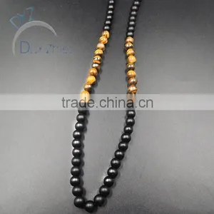 Simple Black Stone Beads Necklace thumbnail-4