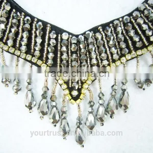 Gray V Bead, Rhinestone Tassel Wholesale Neckline Rhinestone thumbnail-3