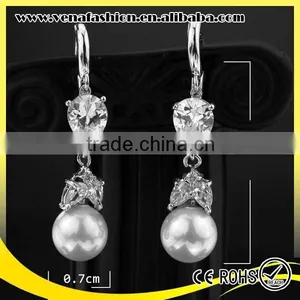 Crystal New Arrival Hanging Double Sided Pearl Earring, Fake Pearl Earrings thumbnail-2