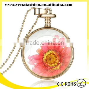 Pink Crystal Handmade Flower Crystal Necklace thumbnail-2