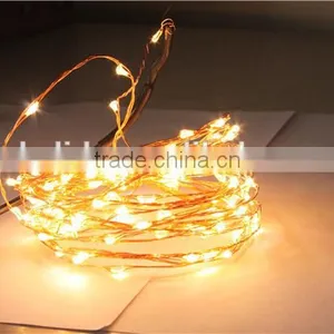 33Ft Copper LED Strings 100 LEDs Starry LED Lights LED String Light Festival Decorative LED String Lights With 5V Power Adapter thumbnail-3