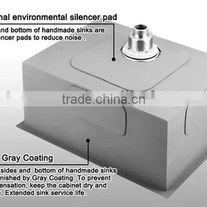 16 Gague 18 Gague Stainless Steel Undermount Rectangular Single Bowl Kitchen Sink thumbnail-3