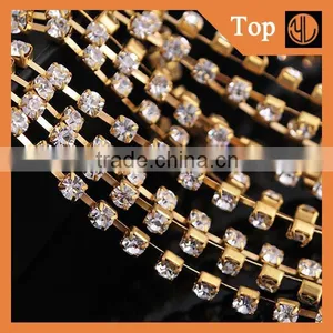 Bright Rhinestone Chain Trim Brass Cup Chain for Garment Accesories thumbnail-3