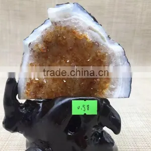 Natural Rock Brazil Topaz Crystal Citrine Cluster Decor Home thumbnail-1