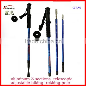 Aluminum 3 Sections Telescopic Adjustable Hiking Trekking Pole Nordic Walking Stick thumbnail-1