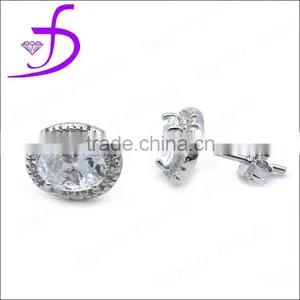 Cheap Rhodium Plating Zircon Inlay 925 Silver Stud Earring thumbnail-1