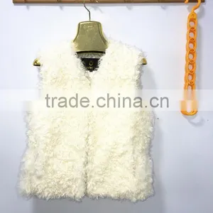 Factory New Design Sexy Girls Short Real Lamb Fur Vest thumbnail-3