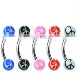 Fashion Peace Sign UV & Acrylic Eyebrow Rings Body Piercing Jewelry thumbnail-1