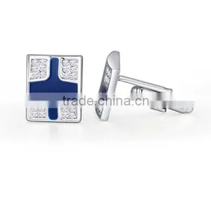 High Polishing Copper Metal Enamel Crystal Cufflinks Jewelry Mens Cross Cuff Links for Men thumbnail-4