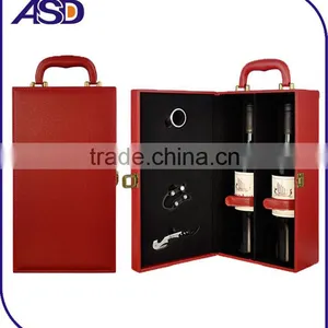 Wholesale Wine Leather Box Two Bottles Wine Packaging Boxes High Quality Red Black Brown Color thumbnail-1