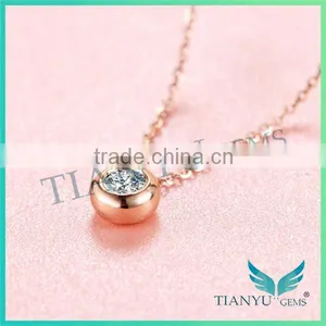 Wholesale Fashion Rose Gold Necklace Round Brilliant Cut Moissanite Diamond Pendants Charms thumbnail-2