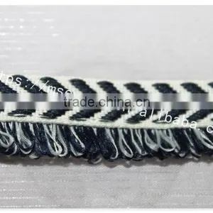 Good Price 1.6cm Width Yarn Dyed Polyester Weave With Fringe Wholesale thumbnail-5