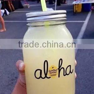 400ml Glass Bottle Mason Jars With Color Painted Wholesale With Caps and Straws thumbnail-1
