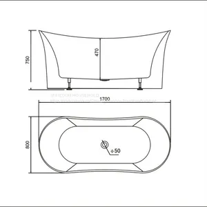 Sunzoom China Supplier Tender Low Cost Bathtub70inch Curved Bathtub Black thumbnail-5