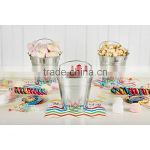 Set Of Six 11cm High Galvanised Steel Serving Buckets - For A Variety Of Uses thumbnail-2