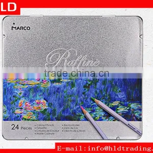Factory Wholesale Marco Drawing Painting Metal Box 24pc Kids Color Pencil Set thumbnail-1