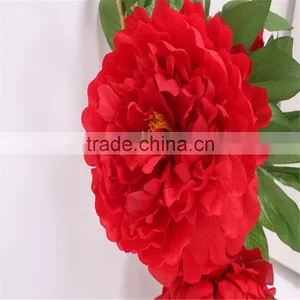 SJ20170053 Artificial Red Fabric Peony Flower for Indoor Decoration thumbnail-4