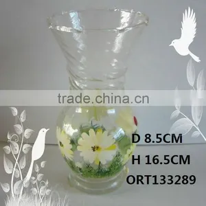 Hand -made Printed Flowers Glass Vase thumbnail-1
