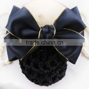 2016 New Arrived Chiffon Ribbon Hair Bow With Clip/Handmade Plain Net Chiffon Bow Clip For Women thumbnail-1