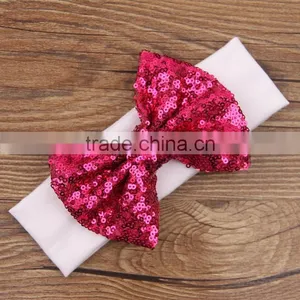 Wholesale Baby Stretch Hair Headband Blue Fancy Sequin Bowknot Headband For Girls Headband Pretty Princess Hair Hands thumbnail-4