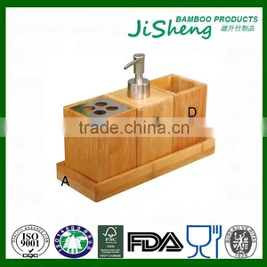 Eco-friendly Bamboo Bathroom Accessory Set/bath Accessory/bath Accessory Set With 4 Pieces thumbnail-1