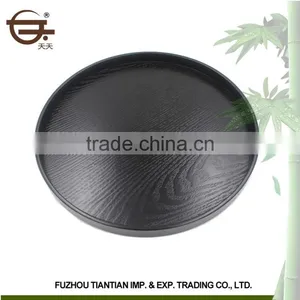 High Quality Black Round Wooden Serving Tray thumbnail-1