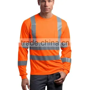 100% Cotton Reflective T-shirt Long Sleeve hi Vis Safety Reflective Work Shirts thumbnail-1