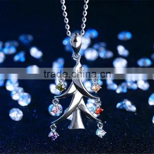New Arrival Christmas Jewelry 925 Sterling Silver Christmas Tree Shape Pendant thumbnail-1