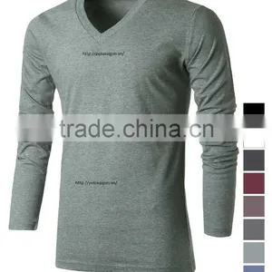 Men T Shirts, V Neck, Long Sleeve , 100% Cotton thumbnail-4