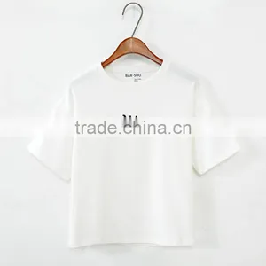 Women's Combed Cotton O-neck Short T-shirt Custom Embroidered T-shirt Wholesale in China thumbnail-1