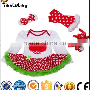 2017 Hot Selling 4pcs Sets Rompers Baby Bubble Skirt Romper With Headhand Boutique Kids Clothes Jumpsuit thumbnail-1