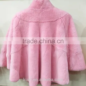 PUre Colour Factory Supply 2017 Woman Real Rex Rabbit Fur Winter Coat Jacket With Seven Sleeve Pc-263 thumbnail-1